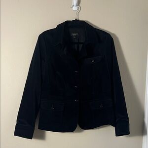TALBOTS Black Velvet Blazer w/Back Ruffle Detail Size 12